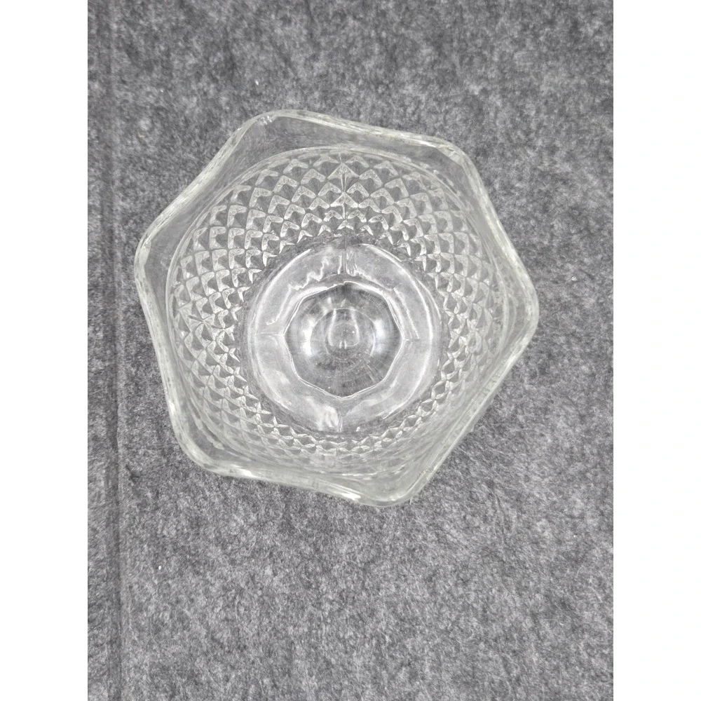 Vintage Indiana Glass Diamond Point Pattern Clear Glass Small Pedestal Bowl